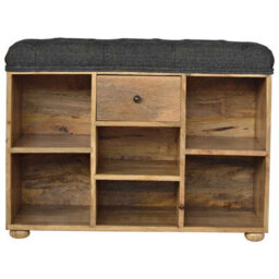 Wyld Haus Palermo Shoe Bench With Black Tweed Seat, Drawer And 6 Shelves - thumbnail 2