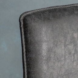 Xample Gallery Hinks Grey Faux Leather Dining Chairs, 2 Pack - Vintage Look, Matt Black Metal Frame, Padded Seat, Modern Accent Chairs - thumbnail 3