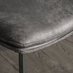 Xample Gallery Hinks Grey Faux Leather Dining Chairs, 2 Pack - Vintage Look, Matt Black Metal Frame, Padded Seat, Modern Accent Chairs - thumbnail 4