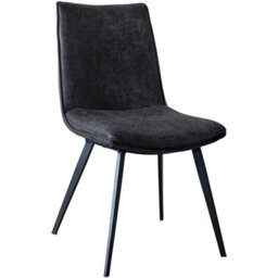 Xample Gallery Hinks Grey Faux Leather Dining Chairs, 2 Pack - Vintage Look, Matt Black Metal Frame, Padded Seat, Modern Accent Chairs - thumbnail 2