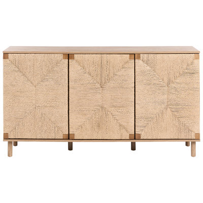 Wyld And Coco Brandique 3-Door Sideboard 150Cm Brown Particle Board With Paper Rope - image 1