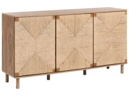 Wyld And Coco Brandique 3-Door Sideboard 150Cm Brown Particle Board With Paper Rope - thumbnail 3