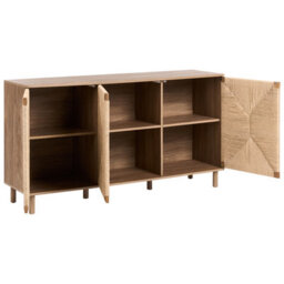 Wyld And Coco Brandique 3-Door Sideboard 150Cm Brown Particle Board With Paper Rope - thumbnail 7