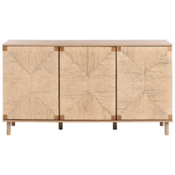 Wyld And Coco Brandique 3-Door Sideboard 150Cm Brown Particle Board With Paper Rope - thumbnail 1