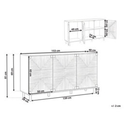 Wyld And Coco Brandique 3-Door Sideboard 150Cm Brown Particle Board With Paper Rope - thumbnail 4