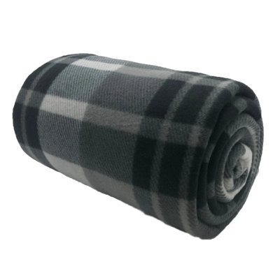 Tartan Fleece Throw Blanket  Soft Warm Check Sofa  Bed Cover  125Cm X 150Cm - image 1