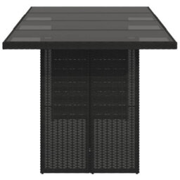 Walplus Garden Table With Glass Top Black 190X80X74 Cm Poly Rattan - thumbnail 4