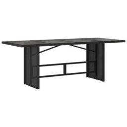Walplus Garden Table With Glass Top Black 190X80X74 Cm Poly Rattan - thumbnail 2