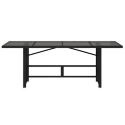 Walplus Garden Table With Glass Top Black 190X80X74 Cm Poly Rattan - thumbnail 6