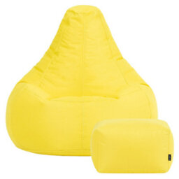 Icon Dalton Adults High Back  Indoor Outdoor Bean Bag Chair & Footstool Pouffe Yellow - thumbnail 4
