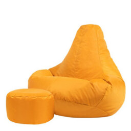 Icon Dalton Adults High Back  Indoor Outdoor Bean Bag Chair & Footstool Pouffe Yellow - thumbnail 1