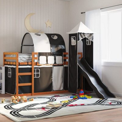 Berkfield Bunk Bed Without Mattress With Slide White And Black 90X200 Cm - image 1