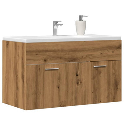 Berkfield Bathroom Sink Cabinet Artisan Oak 90X38.5X46 Cm Engineered Wood - image 1