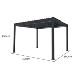 MonsterShop Aluminium Pergola With Blinds & Led Lights - 4M X 3M - thumbnail 5