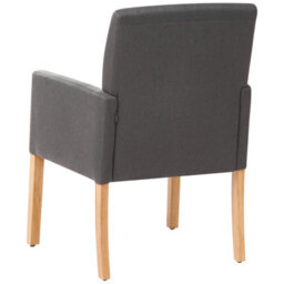 Wyld And Coco Grey Fabric Dining Chair With Arms And Rubberwood Legs Elegant Upholstered Seat - thumbnail 4
