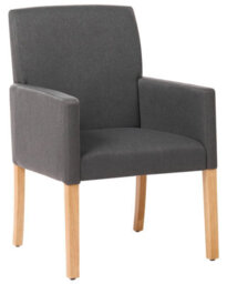 Wyld And Coco Grey Fabric Dining Chair With Arms And Rubberwood Legs Elegant Upholstered Seat - thumbnail 3
