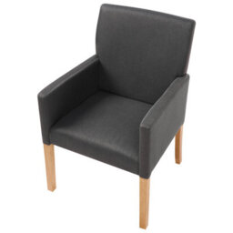 Wyld And Coco Grey Fabric Dining Chair With Arms And Rubberwood Legs Elegant Upholstered Seat - thumbnail 5