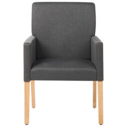 Wyld And Coco Grey Fabric Dining Chair With Arms And Rubberwood Legs Elegant Upholstered Seat - thumbnail 1