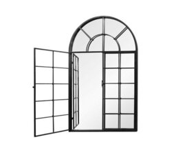 Aspect Furniture Arched Window Wall Mirror,metal Window Pane Mirror,black,70X3X115Cm - thumbnail 4