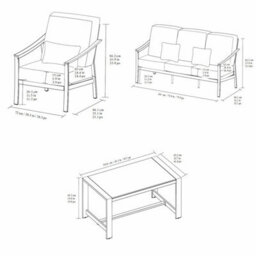 Xample Agio Stinsley 4-Piece Outdoor Deep Seating Set Aluminium Frames, Sintered Stone Coffee Table, Sunbrella Cushions + Cover - thumbnail 2