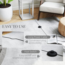 Floor Lamp For Living Room, Standing Lamp With Foot Switch, White - thumbnail 3