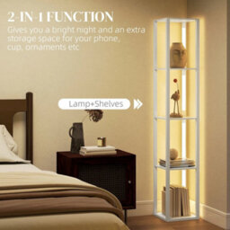 Floor Lamp For Living Room, Standing Lamp With Foot Switch, White - thumbnail 4