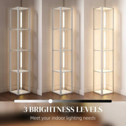 Floor Lamp For Living Room, Standing Lamp With Foot Switch, White - thumbnail 5