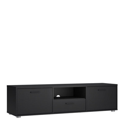 Furniture To Go Media Tv-Unit With 2 Doors + 1 Drawer 147 Cm Black