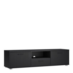 Furniture To Go Media Tv-Unit With 2 Doors + 1 Drawer 147 Cm Black - thumbnail 1