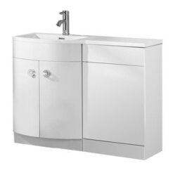 Nes Home Bathroom D Shape White Basin Vanity Wc Unit Cabinet 1100 Left Hand - thumbnail 3