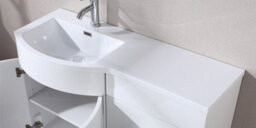Nes Home Bathroom D Shape White Basin Vanity Wc Unit Cabinet 1100 Left Hand - thumbnail 2