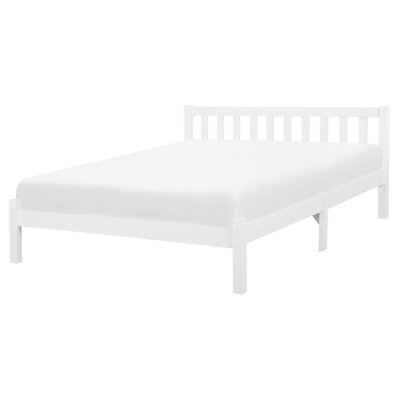 Beliani Bed Pine Wood Florac 160 X 200 Cm (Eu King Size) White - image 1