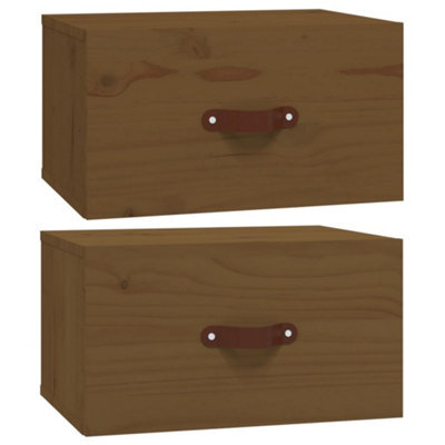 Berkfield Elegant Wall-Mounted Bedside Cabinets 2 Pcs Honey Brown 40X29.5X22 Cm - image 1