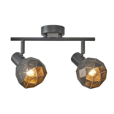 Luminosa Lighting Luminosa Harley Twin Ceiling Spotlight Grey, Gold 2Xe14
