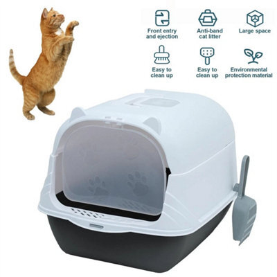 Hooded Large Cat Litter Box With Flap Door & Scoop - image 1
