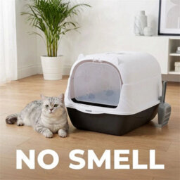 Hooded Large Cat Litter Box With Flap Door & Scoop - thumbnail 5