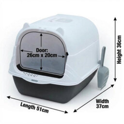 Hooded Large Cat Litter Box With Flap Door & Scoop - thumbnail 2