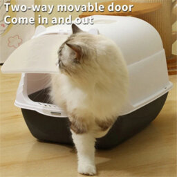Hooded Large Cat Litter Box With Flap Door & Scoop - thumbnail 6