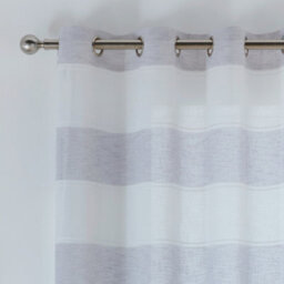 Tyrone Textiles Pair Of Santorini Grey Linen Look Stripe Panels With Eyelet Header 183Cm - thumbnail 2
