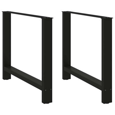 Berkfield Dining Table Legs Black 2 Pcs 100X(72-73) Cm Steel - image 1