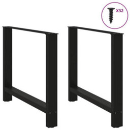 Berkfield Dining Table Legs Black 2 Pcs 100X(72-73) Cm Steel - thumbnail 3