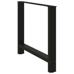 Berkfield Dining Table Legs Black 2 Pcs 100X(72-73) Cm Steel - thumbnail 4