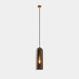 Luminosa Lighting Luminosa Glam Slim Pendant Ceiling Light 38.5Cm Matte Gold, Fumé E14 9W - thumbnail 1