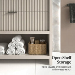 Bathroom City Jasmine 1000mm Floorstanding Vanity Unit With Basin, Cashmere Bathroom Sink Unit With Drawers & Shelf - thumbnail 5