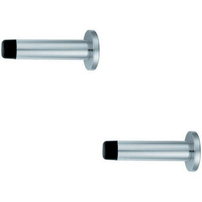 2X Wall Mounted Doorstop Cylinder On Round Rose 72 X 16mm Polished Aluminium - image 1