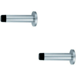 2X Wall Mounted Doorstop Cylinder On Round Rose 72 X 16mm Polished Aluminium - thumbnail 1