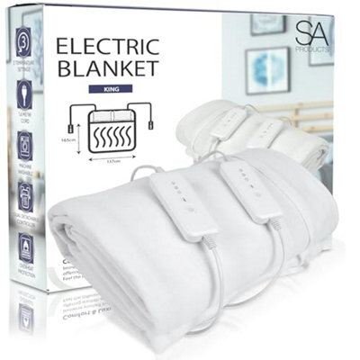 Sa Products King Electric Heated Blanket, Detachable Remote & 3 Heat Settings - Machine Washable Heated Blankets (137X135Cm) - image 1