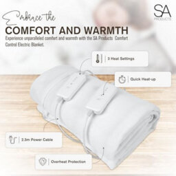 Sa Products King Electric Heated Blanket, Detachable Remote & 3 Heat Settings - Machine Washable Heated Blankets (137X135Cm) - thumbnail 2