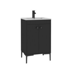 Royal Bathrooms Verona 500mm Matt Black Floor Standing Bathroom Vanity Unit 2 Door With Minimalist Basin & Matt Black Knob - thumbnail 6