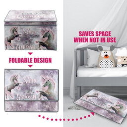 GEEZY The Magic Toy Shop Toy Storage Box Large Collapsible Folding Jumbo Kids Toy Chest Unicorn Design - thumbnail 4